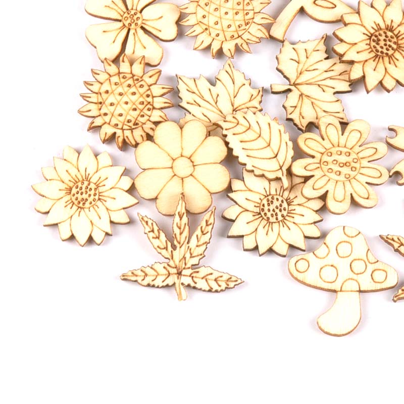 30Pcs 25-30mm Wood DIY Accesso - Craft Embellishment 评论和价格