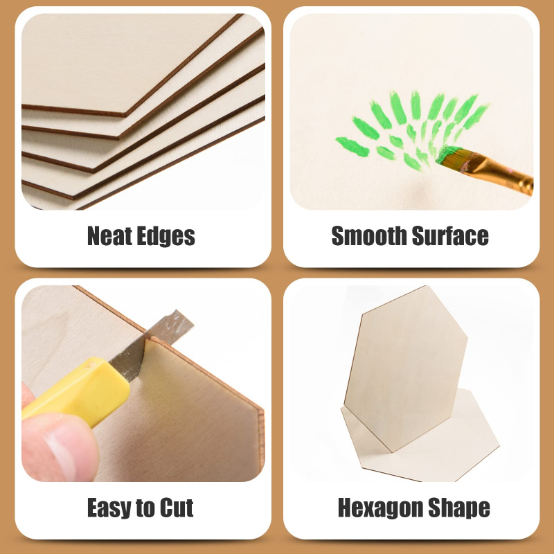 5cm Wooden Hexagon Blank Slice - Christmas Craft Embellishment 评论和价格