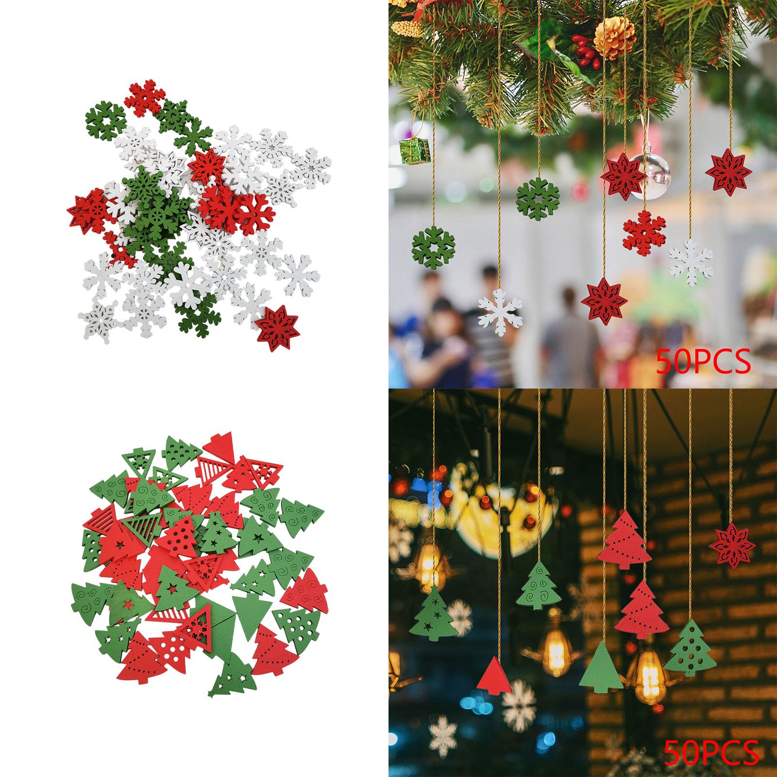 50 Pieces Wooden Christmas Emb - Christmas Craft Embellishment 评论和价格